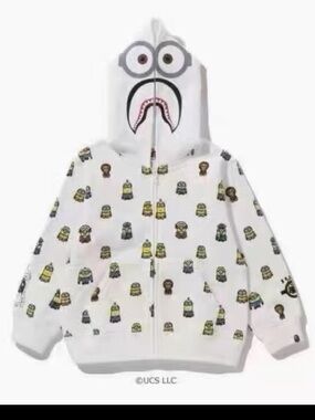 bape minions full zip hoodie limited edition size:110cm